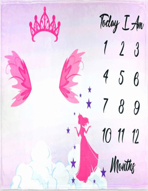 Premium Silky Soft Blanket Monthly Milestone Blanket Large 150 x 100 cm Princess Design